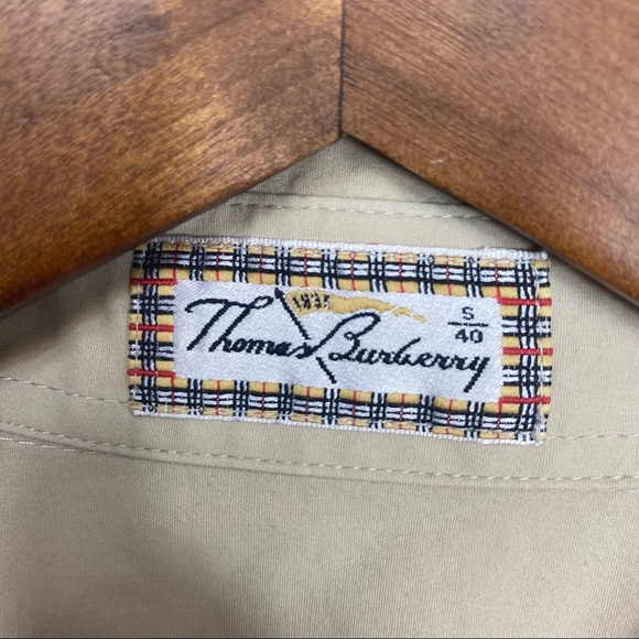 Thomas Burberry Tan collared button down shirt small 40 - Picture 7 of 11